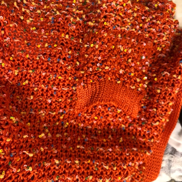 Swap Inside -Orange crochet open knit sweater cardigan size XL - Picture 4 of 13